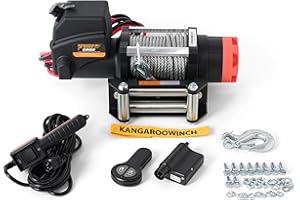 KANGAROO WINCH Elektrische Seilwinde 12V - 6000 LBS / 2722 kg Zugkraft - Ideal für ATV, Quad und Offroad Einsätze - Robuste Konstruktion - Inklusive Stahlseil und Funkfernbedienung (K6000)