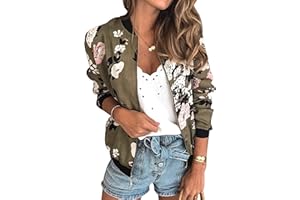 ASOMI Winterjacke Damen Sommer: Frühling Herbst Übergangsjacke Cardigan Blumen Bomberjacke Boho Blouson Jacke Leicht Langarm Leopard Blazer Elegant Reissverschluss Tasche