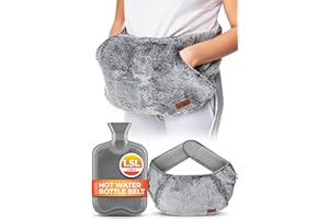 VOLILA Cinturón de Bolsa Agua Caliente - Bolsa de Agua Caliente de 1,5L que se Envuelve - Bolsa de Agua Caliente de Lujo, Suave y Usable para el Dolor Menstrual (Gris)