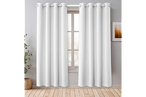 Cozyor Blickdichte Vorhänge Gardinen 2er Set mit Magnet-Raffhalter Thermogardine gegen Kälte weiß Purity, Gardine mit Ösen für Schlafzimmer, Wohnzimmer, Kinderzimmer 200x135 cm
