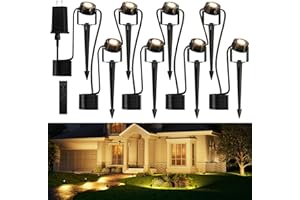 ‎JACKYLED JACKYLED 8 Stück Gartenbeleuchtung mit Fernbedienung und 24V Adapter, 9W 3000K Warmweiß, IP65 Timer Gartenstrahler, Weg, Terrasse, Plug & Play, 19 Meter Gesamtlänge