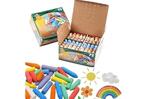 KIDS B CRAFTY Chunky Chalk for Kids – 72 Washable Outdoor Pavement Chalks for Children | 8 Coloured Kids Chalks for Playground, Garden & Blackboard Art Fun