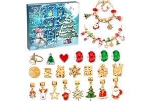 HYASIA Calendario dell'Avvento di Natale per ragazze adolescenti, kit per la creazione di gioielli, kit creativo per ragazze di 4-12 anni, set per creare braccialetti con ciondoli per bambini, riempitivi per
