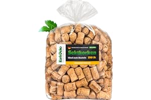 KORK-DEKO 250 unidades de corchos de vino espumoso usados para manualidades, decoración y pasatiempos/tapones de botella de corcho natural/corchos de vino espumoso/corcho