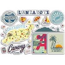 A5 Aufkleberbogen Lanzarote Sehenswürdigkeiten | Vinyl-Aufkleber, 100 Mikron Stark, Spanische Insel-Karte, Ideal Für Reise-Deko