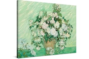PICANOVA – Vincent Van Gogh des Roses 100x75cm – Photo sur Toile – Impression sur Toile Haut de Gamme – Image sur Toile pour Décoration Murale Moderne