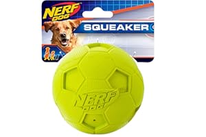 Nerf Dog Juguete de Pelota chirriante de fútbol, Grande, Verde, 4 Pulgadas