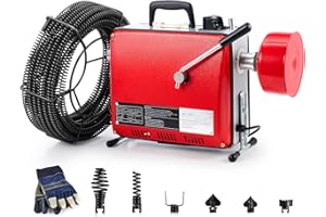 ZELCAN Rohrreinigungsmaschine Elektrisch 400W Kanalreinigungsmaschine mit 20M Spiralen Badewannenablauf-Reinigungswerkzeug Drain Clean Rohrreinigungsgerät Elektrische Rohr-Reiniger