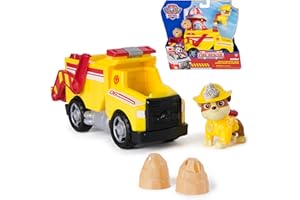 Paw Patrol Fire Rescue: Rubble Rescue Fire Dump Truck with Action Figure, Projectiles, and Toy Truck, Kids Toys for Boys and Girls Ages 3 and Up
