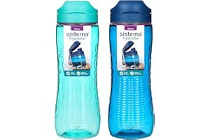 Sistema Hydrate Tritan Swift Water Bottle | 800ml | Leak-proof Water Bottle | BPA Free | Ocean Blue & Misty Purple | Pack of 2