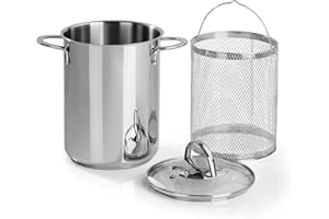 BARAZZONI Cuoci Asparagi e Verdure ø16cm, Acciaio inox 18/10, Induzione+Gas, Triplo fondo, PFAS free, Cestello in rete maglia fine