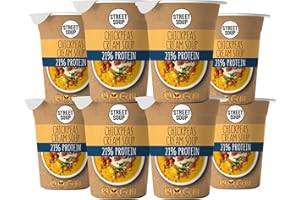 STREET SOUP Protein Instant Suppe To Go (Kichererbsensuppe, 8 Stück, je 300g) - Fertige Low Carb Cremesuppen Diät, zum Abnehmen & unterwegs - Fertiggerichte & Fertigessen vegan & glutenfrei