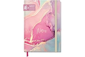 HÄFFT paper&you® cuaderno de notas cuadriculado A6+ con banda elástica "rosa satinado" con 156 páginas, 78 hojas - journal, diario, agenda - sostenible & respetuoso con el clima