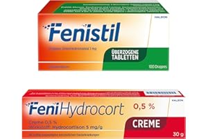 Allergie & Hautpflege Set: Fenistil Dragees (100 Stk.) gegen Schnupfen & Juckreiz + FeniHydrocort Creme 0,5% (30 g) bei Hautentzündungen, Juckreiz, Schwellungen & Rötungen