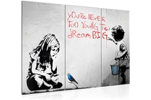 Runa Art Arte Di Strada Quadri Soggiorno Grande Grigio rosso Street Art 120 x 80 cm 3 Pezzi Decorazione Murale 040631a