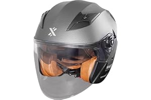 Shox Helmets Defender Carbon Open Face Motorcycle Helmet ECE 22.06 Approved Motorbike Scooter Moped Urban City Commuting Jet Crash Lid for Men and Women