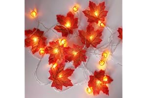 Auting Guirlande lumineuse d'automne, 3M 20 LED, fonctionnement à piles, guirlandes lumineuses d'automne pour décorations d'automne, Thanksgiving et de Noël, décoration de fête d'Halloween
