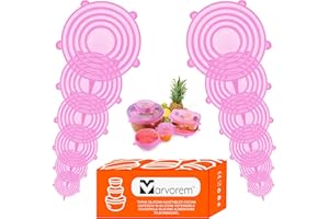 MARVOREM Coperchi in silicone estensibile 12 pezzi riutilizzabile ecologico Senza BPA Lavabile in lavastoviglie coperchio silicone coperchi silicone estensibile per alimenti