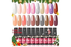 COSCELIA Lakiery żelowe do paznokci, 20 kolor Zestaw lakierów do paznokci UV Biały różowy czerwony nagi brązowy, żel UV prezent dla początkujących, do samodzielnego wykonania paznokci