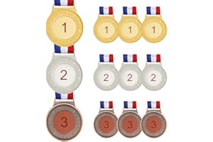 Fhioevt 12 Pezzi Medaglie Premiazioni Metallo Medaglie Bambini Medaglia Oro Argento Bronzo Winner Medaglie con Nastri Medaglie per Bambini Adulti Feste Giorno di Sport Scolastico Concorsi Calcio