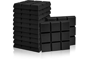 FSTOP LABS 2" X 12" X 12" Acoustic Foam Panels, Beveled 9 Block Tiles, Sound Panels wedges Soundproof Sound Insulation Absorbing (12 Pack, Black)
