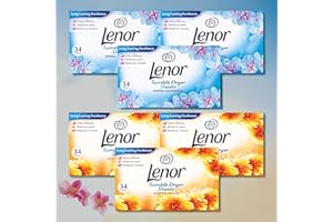 KRISHNA STORES LTD Pack of 6 Lenor Tumble Dryer Sheets bundle: 3x 34Sheets Spring Awakening, 3 x 34Sheets Summer Breeze(Total 204 sheets)