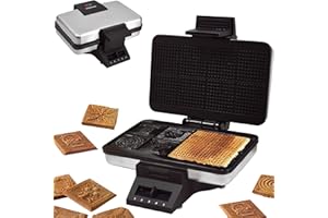 ‎SYNTROX GERMANY Syntrox Germany Zimtwaffelautomat Blump, Zimtwaffeleisen mit Motiv, 1000 W, Antihaftbeschichtung, Edelstahl-Schwarz, Thermostat, Backampel, platzsparende Aufbewahrung