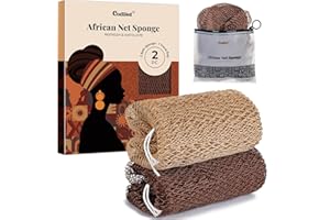 CORATED 2 pezzi Rete Africana per Esfoliazione, Reti Spugnetta per il Bagno, Pulizia Estetica della Pelle per Doccia e SPA (Lino e Marrone)