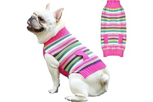 SKXEO Pink Striped Pet Dog Sweater False Pockets Puppy Cat Autumn Winter Clothes Warm Jumper Coat Knitwear Jumpers Clothes for Small Medium Large Dogs