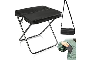 Exquilnova Foldable Backpack Stool for Camping,Portable Folding Stool with Shoulder Strap,Camping Stools Folding Lightweight for Fishing,Queuing,Mountaineering,Hiking,Gardening,Traveling(Black)