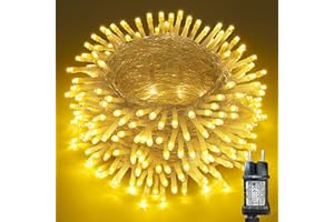 ‎MOXLED Moxled Lichterkette Außen 10m 100LED, Warmweiß Lichterkette Außen Strom mit Timer Speicherfunktion, Transparente Kabel, Wasserdicht 8 Modi Weihnachtsbeleuchtung für Außen Innen Garten Baum Weihnachten