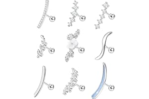 Adramata 9 Stück Piercing Helix 16G Chirurgenstahl Knorpelohrringe Ohrstecker Schlangenblume Opal CZ Tragus Ohrringe für Frauen Conch Knorpel Ohrpiercing Gold Silber Helix Piercing Ohr Schmuck