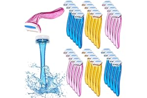 Honoson 30 Pièces Rasoirs de Bikini Personnel de Type T Rasoir de Beauté Tondeuse Ligne Bikini Petite Tondeuse d’Aisselles pour Femme (Bleu Clair, Jaune Clair, Rose Clair, Rose, Bleu, Rose Foncé)