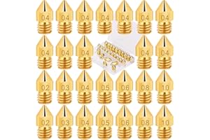 beihuazi® 26Stk 3D Drucker Düsen 0,2 mm 0,3 mm 0,4 mm 0,5 mm 0,6 mm 0,8 mm 1,0 mm Nozzle Extruder Düse für Makerbot Creality CR-10 Ender 3 Ender 5 MK8