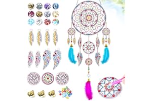 KISS BABY Prezenty dla dziewczynek w wieku 5-6-7-8-9 latków: sztuka i rzemiosło dla dzieci prezenty urodzinowe wiek 4-10 lat obraz diamentowy łapacz snów dla dziewczynek chłopców zabawki wiek 5-12 lat materiały