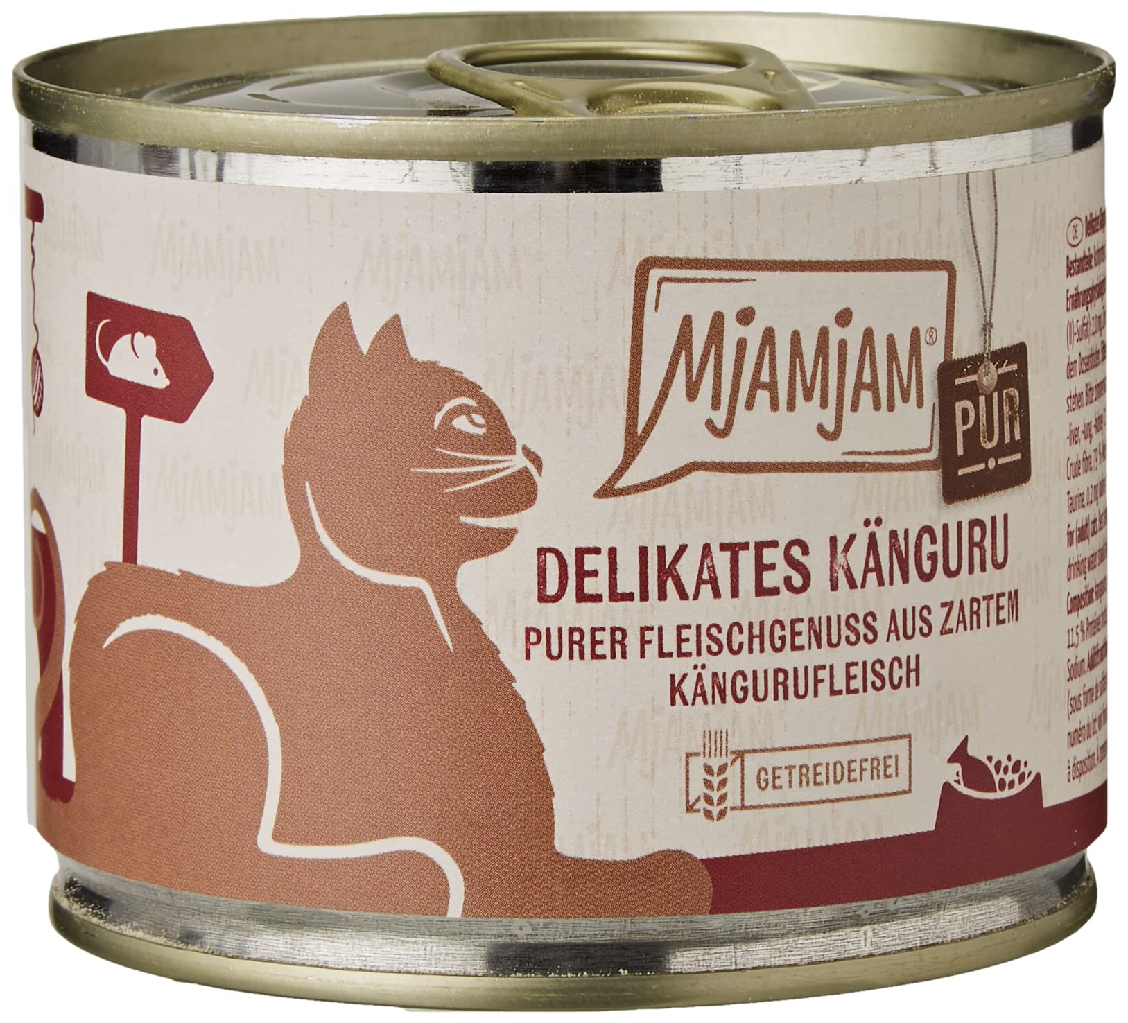 MjAMjAM - comida húmeda premium para gatos - puro placer de la carne - delicioso canguro puro, paquete de 6 (6 x 200 g), sin cereales con carne extra
