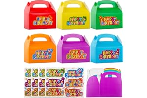BETESSIN 24pz Scatole Regalo Compleanno Colorate con Adesivi Happy Birthday 6 Colori Scatole Portaconfetti Cartone con Coperchio Scatoline Portaconfetti Festa Compleanno Bomboniere
