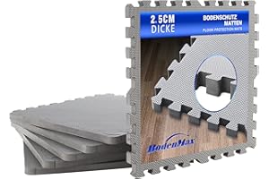 ‎BODENMAX BodenMax Bodenschutzmatte Sportmatte Puzzlematte Fitnessmatte rutschfest Bodenschutz Pool Unterlegmatte | 58x58x2.5 cm | schwarz,blau und grau | 6, 12,18 Teile