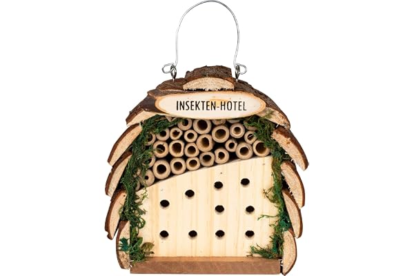 GARDIGO® Hôtel à Insectes en Bois et Bambou | Refuge Naturel pour Coccinelles, Abeilles | Abri pour Hibernation et Nidification | Cabane Suspendue pour Jardin, Terrasse ou Balcon