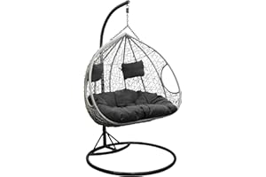 PGONA Trendyshop365 XXL Hängesessel mit Gestell Hängeliege Korb inkl. Polster ideal für Garten, Balkon & Lounge Schutzhülle