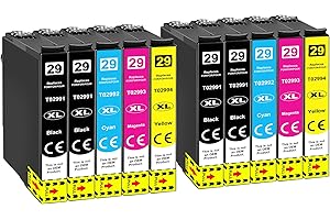 JHAAN 10-pak 29 XL kartridże do drukarki zamiennik dla Epson 29 29XL kompatybilne z drukarkami Epson Expression Home XP-342 XP-245 XP-442 XP-235 XP-335 XP-432 XP-435 XP-332 XP-345 (4czarny, 2cyjan, 2 magenta, 2żółty)