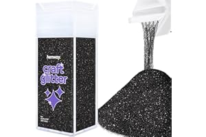 Hemway Craft Glitter Shaker 130g / 4.6oz Glitter for Arts, Crafts, Resin, Tumblers, Nails, Painting, Decoration, Festival, Cosmetic, Body - Ultrafine (1/128" 0.008" 0.2mm) - Black