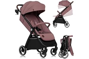 LIONELO INGRID Silla de paseo hasta 22 kg de 6 meses a 4 años Grandes ruedas giratorias 360° Suspensión total Se puede plegar con una mano Respaldo y reposapiés ajustables Capota XXL grande (Pink)