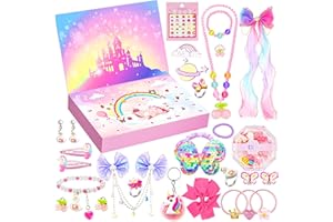 ‎GOFFII Adventskalender 2025 Kinder Mädchen Weihnachten Countdown Kalender Mädchen Haarschmuck Halsketten DIY, 24 Füllung Adventskalender Schmuck Weihnachtskalender mädchen 3-12 Jahre Überraschungsgeschenk