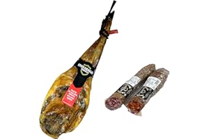 5 Kg Jambon Iberique PATA NEGRA Bellota (épaule) - De porcs ibériques nourris avec des glands et 100% naturel + Chorizo ibérique + Saucisse ibérique,INSIGNIA IBERICA |