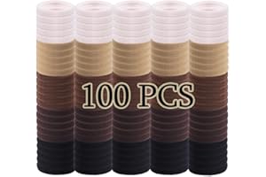 Nenjindz Cotton Hair Bobbles for Women,100 Pack Hair Ties No Damage Brown Seamless Hair Bands,Endless Hair Bands Strong Stretch Ponytail Holders for Thick Hair(Brown)
