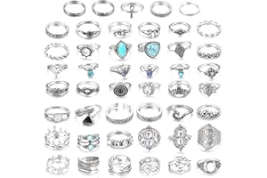 Dochais 44-108 Piezas Juego de Anillos para Nudillos Estilo Bohemio, Set Vintage Anillos de Dedo, Anillos Apilables Midi, Hueco Tallado Flores, Anillos de Falange para Mujeres Niñas Hombres Plata Oro