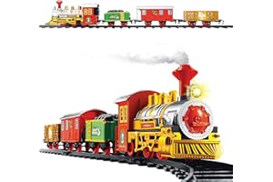 The Christmas Workshop Christmas Train Set, 330 cm Track, Lights & Realistic Sounds, Battery-Operated, 14-Piece Set (Engine + 3 Carriages + 10 Track Pieces) - Fits Under Your Christmas Tree