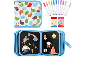 ‎ANYFIRST Anyfirst Abwischbares Malbuch für Kinder, 14 Seiten Tragbares Graffiti Zeichenbrett mit 12 Farbstiften, Autofahrt Kinder Beschäftigung, Geschenk Mädchen Spielzeug ab 3-10 Jahre, Oiseau