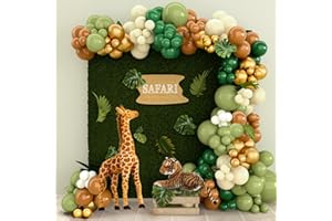 FAIRYMAIDEN Arche Ballon Anniversaire - 127pcs Decoration Anniversaire 1 An, Ballon Vert, Jungle Safari Anniversaire Jungle Fille,Kit Arche Ballon Jungle Vert pour Baby Shower,Deco Anniversaire,Decoration Bapteme